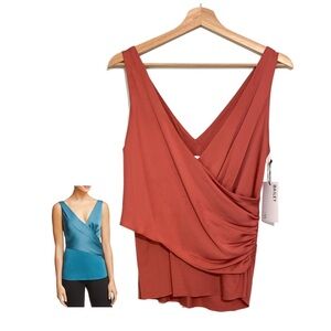 BAILEY44 Aphrodite Mixed-media Top In Rust Sleeveless Draped Top Small NWT